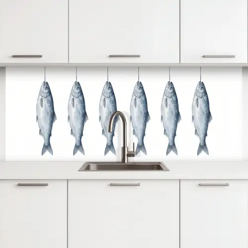 Vissen - Illustratie - Delfts - Blauw keuken achterwand 2 middel -3d