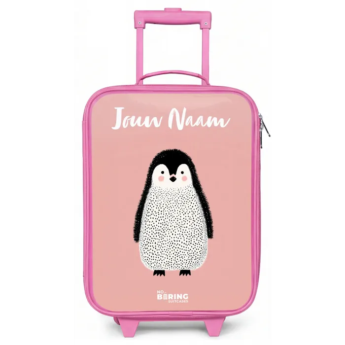 Pinguïn - Stippen - Roze - Minimalistisch Kinderkoffer - Roze klein -zz3dotto