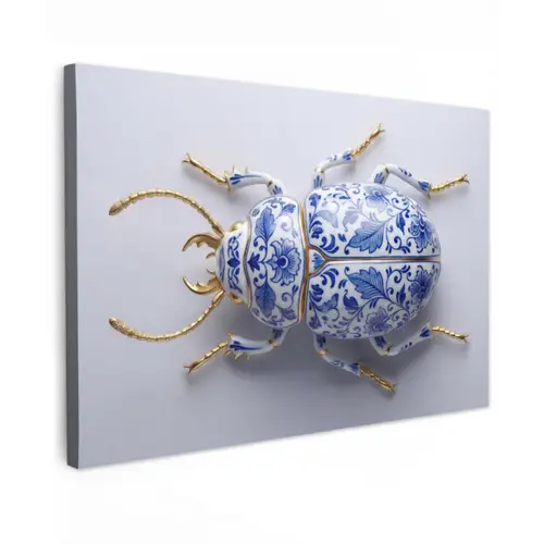 Kever - Delfts  - Blauw - Goud canvas 2cm klein -z3d