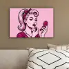 Vintage - Vrouw - Roze canvas 2cm klein -sfeer3