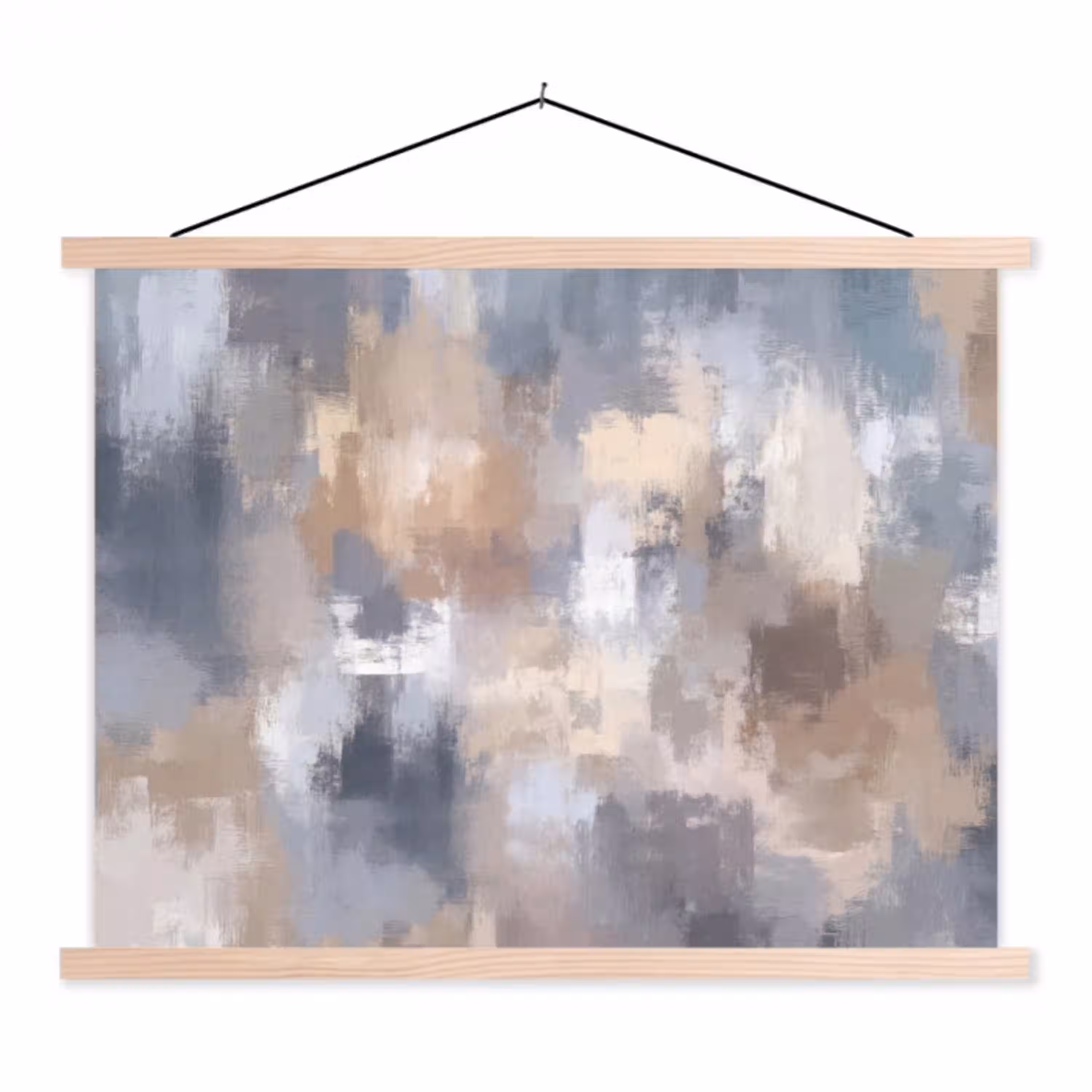 Penseelstreken - Schilderij - Beige textielposter latten blank klein -3d