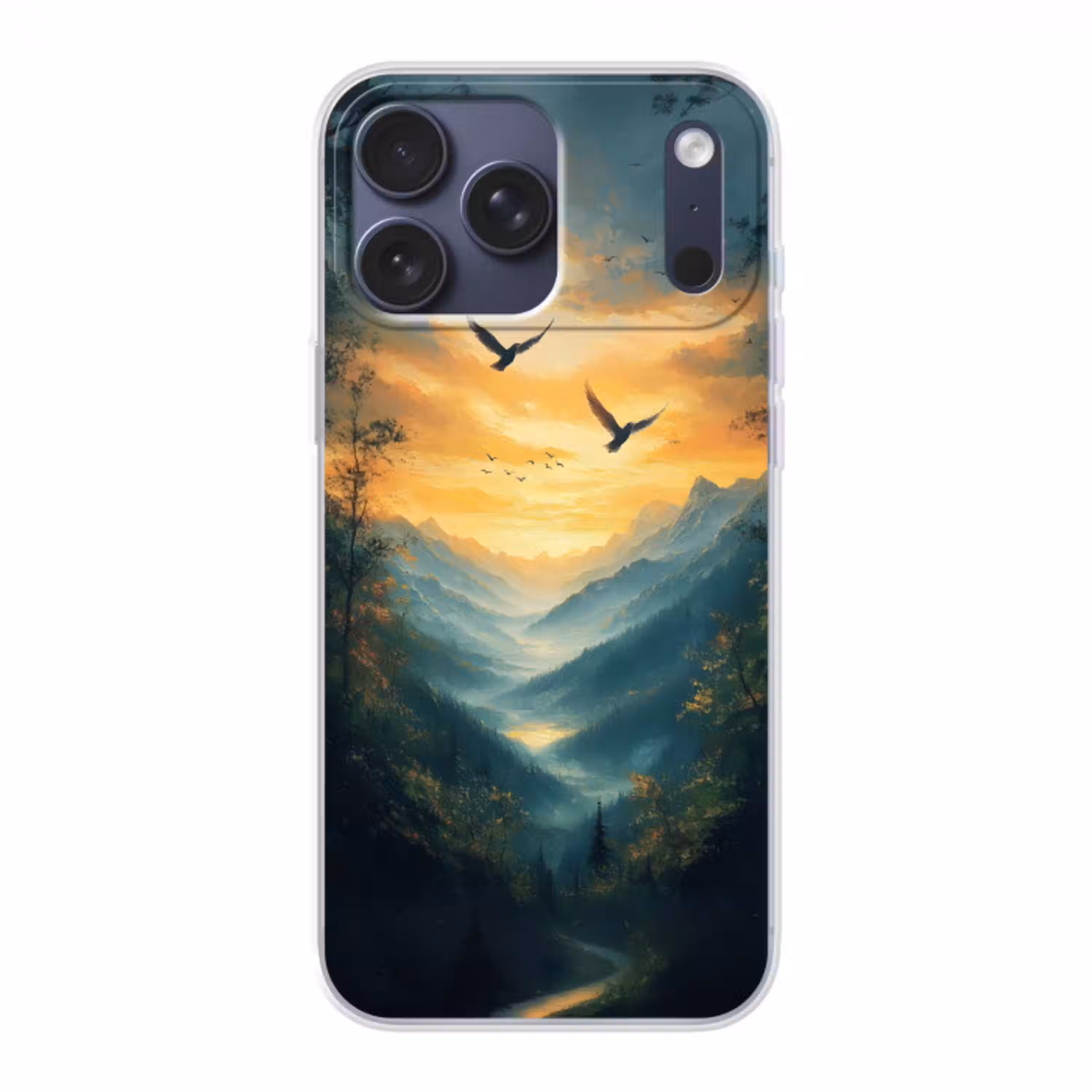 Vogels - Zon - Bomen - Groen Telefoonhoesje iPhone 17 Pro Max klein -3d