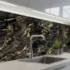 Marmer - Zwart - Goudstructuur keuken achterwand 2 middel 871 -3d_schuin