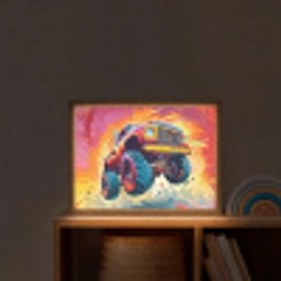Monstertruck - Auto - Jongens - Kleurrijk Light Box met batterij (Wandlamp kind) middel -sfeer1_kind