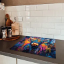 Schotse Hooglander - Abstract - Kleurrijk Inductie beschermer vinyl 3mm middel -sfeer3
