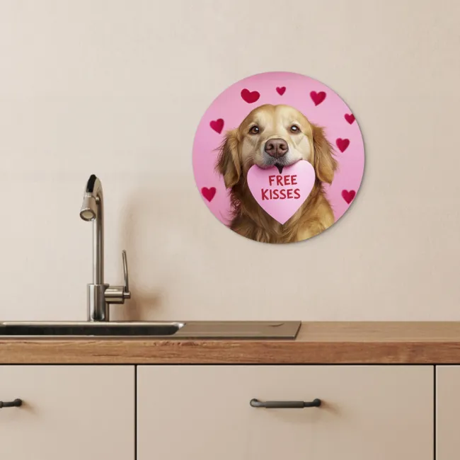 Hond - Kiss- Valentijn - Hartjes KitchenYeah - Keuken - Wandcirkel Forex klein -sfeer3