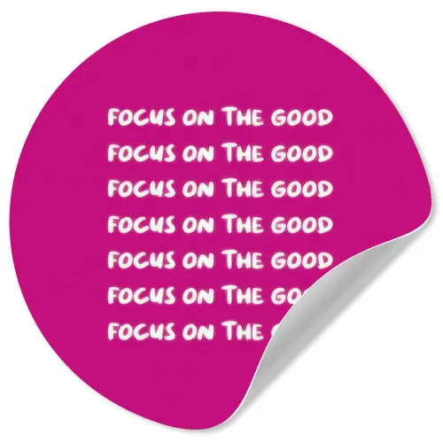 Focus on the good - Roze - wit Wandcirkel behangsticker klein -3d