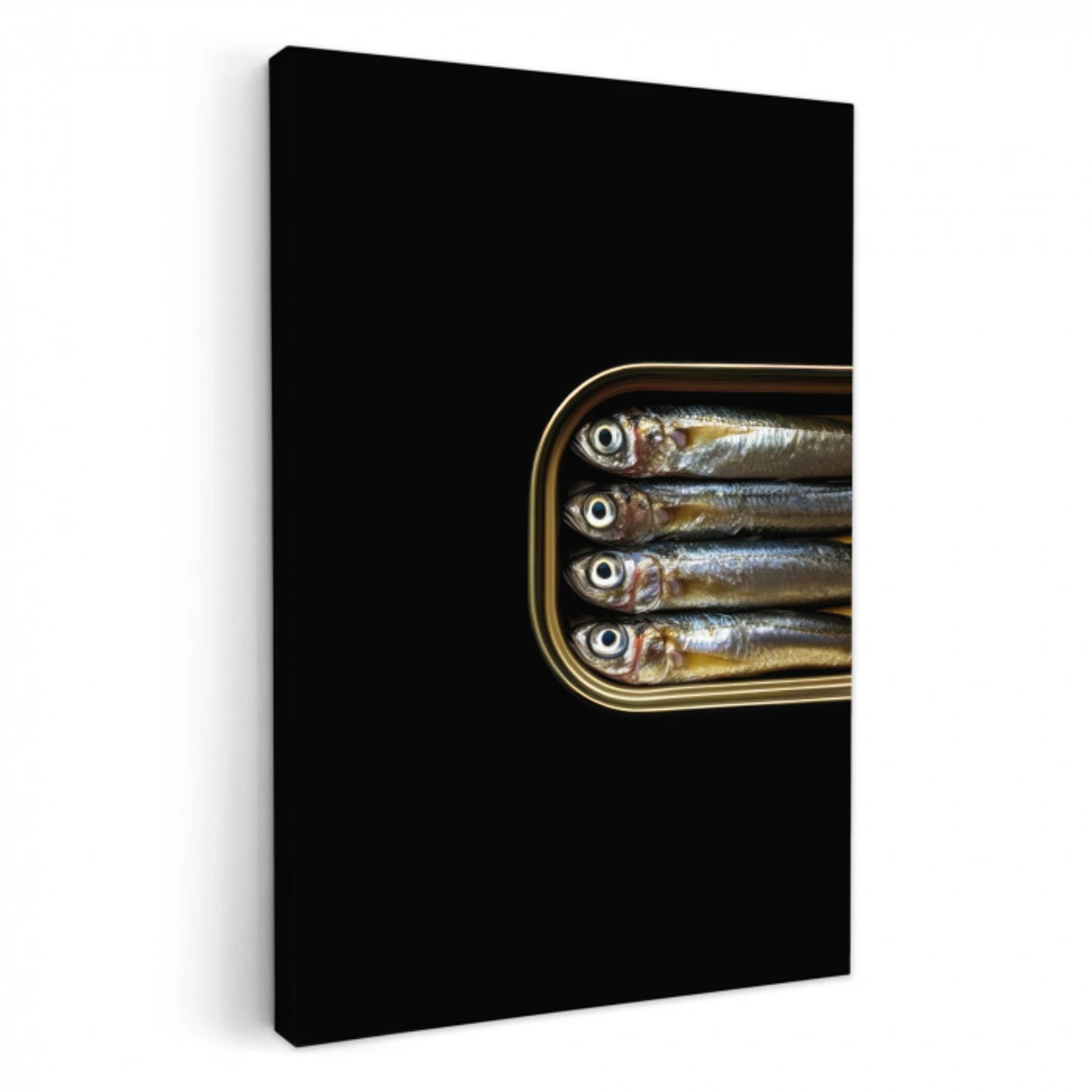 Sardines - Blik - Zwart - Vissen KitchenYeah - Keuken - Canvas klein -3d