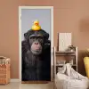Chimpansee - Badeend - Grijs deurposter klein -sfeer1
