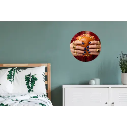 Broodje - Bontjas - Goud Wandcirkel aluminium klein -slaapkamer