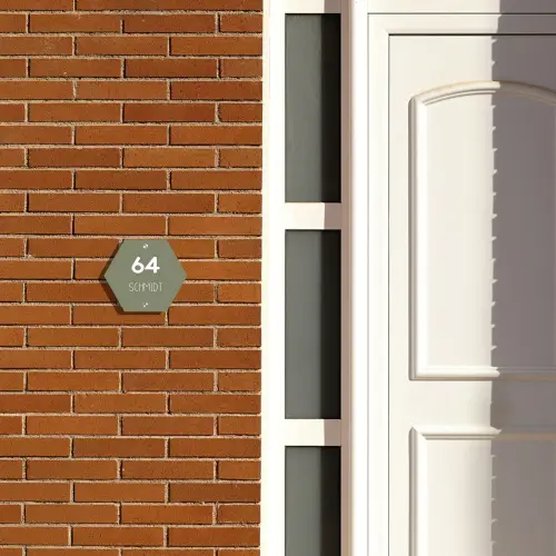 Olijfgroen - Modern Naambord Hexagon klein -sfeer3-hexagon-XS