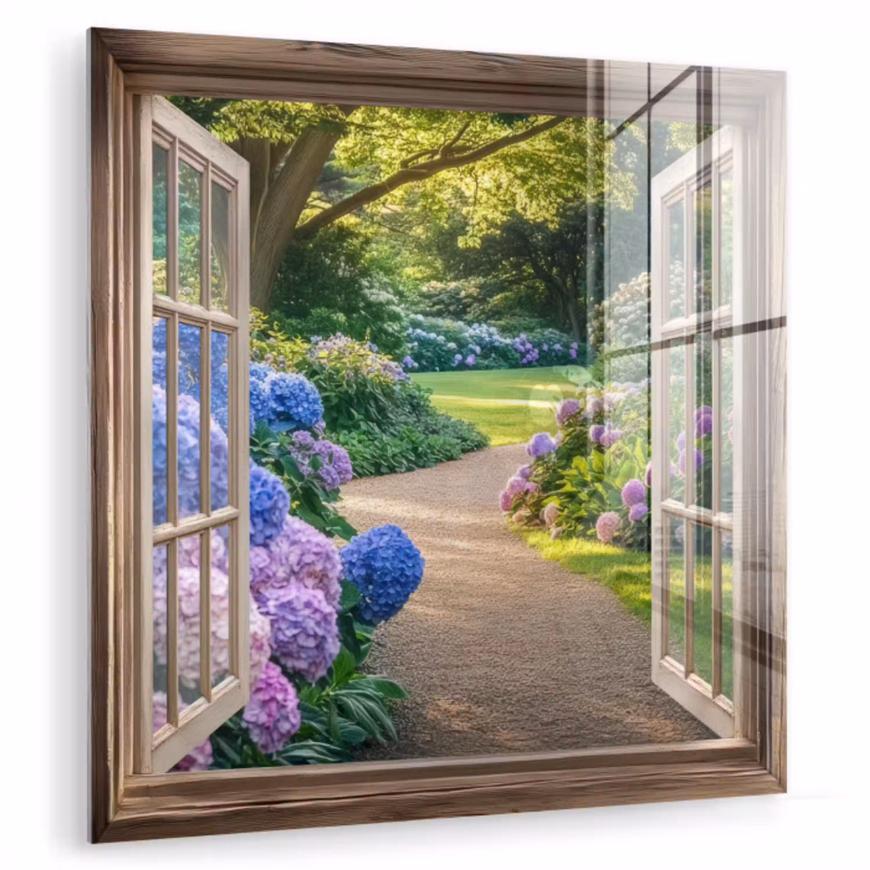 Doorkijk - Tuin - Raam - Hortensia - Bloemen plexiglas 5mm klein -zzzproduct_nieuw