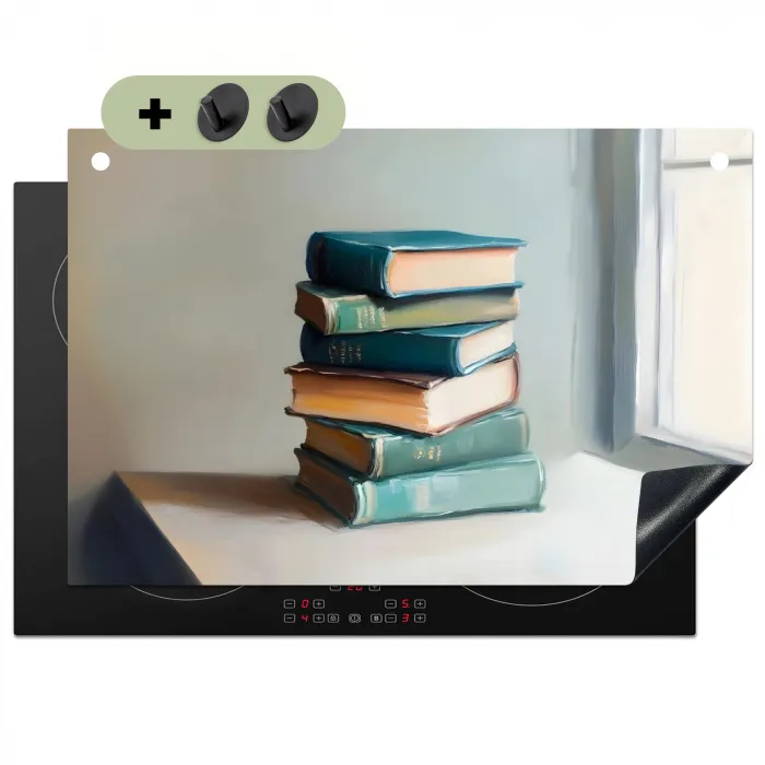 Stapel - Boeken - Groen - Daglicht Inductie beschemer met haakjes klein -3d