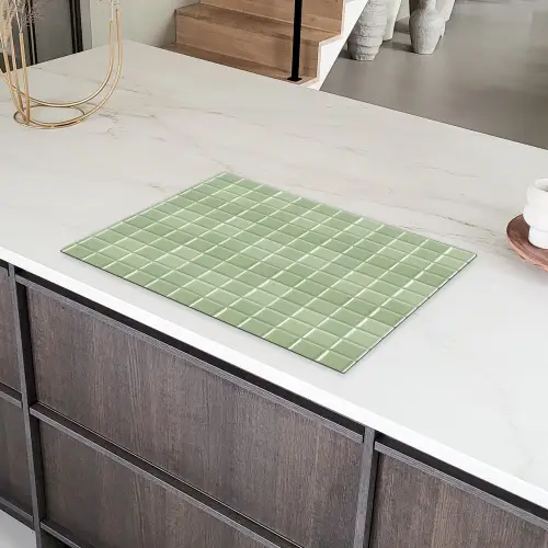 Glanzend - Mozaïek - Tegels - Zacht - Groen Inductie beschermer vinyl 3mm klein 276 -sfeer8