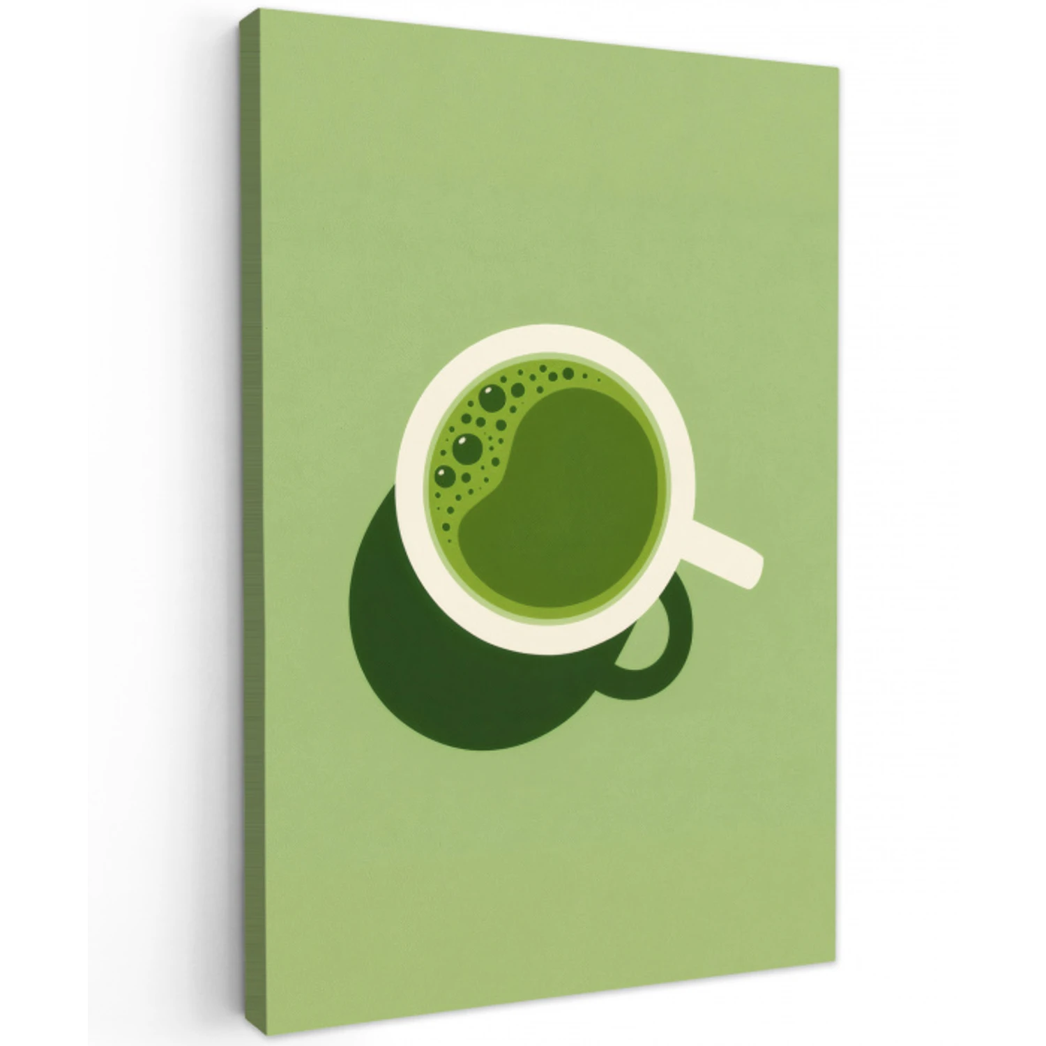 Minimalistisch - Kopjes - Matcha -Groen Tuinposter op houten frame 2 cm dik middel -3d