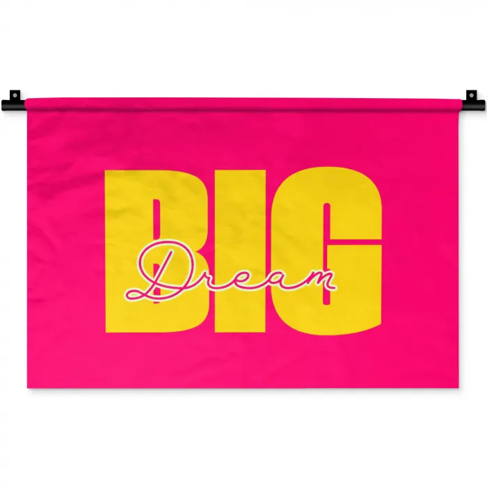 Dream big - Roze - Geel - Minimalistisch Wandkleed katoen klein -zz3d