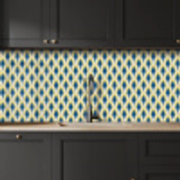 Design - Patroon - Retro - Geel - Blauw keuken achterwand 2 middel 871 -sfeer1