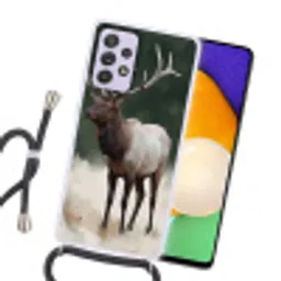 Edelhert - Gewei - Schildering - Rustiek Hoesje Samsung Galaxy A52 5G met koord klein -sfeer1