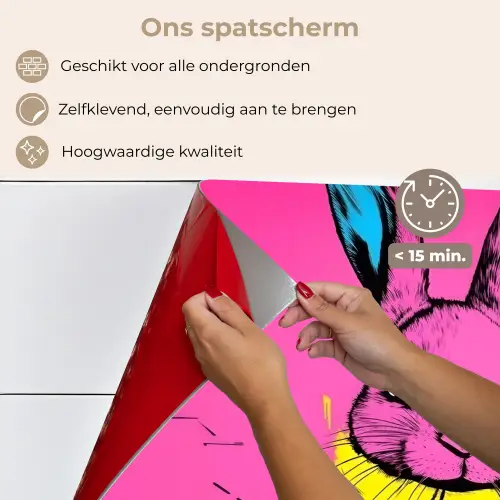 Konijn - Felroze - Sjaal - Abstract keuken achterwand spatscherm klein -spatscherm_NL
