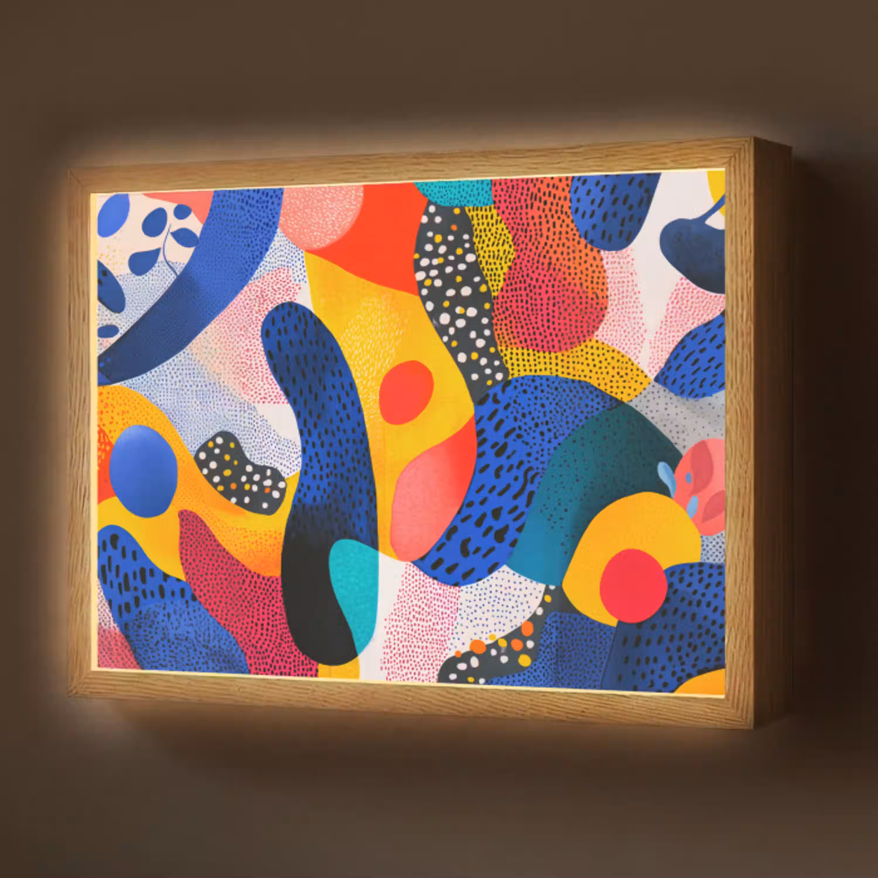 Vormen - Abstract - Stippels - Blauw Light Box met batterij (Wandlamp) middel -z3d_website