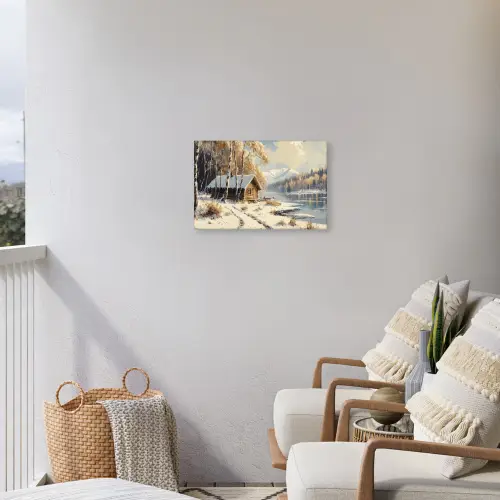 Winter - Sneeuw - Huis - Natuur Tuinposter op houten frame 2 cm dik klein -sfeer1