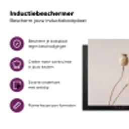 Papaverbollen - Droogbloemen - Minimalistisch - Beige - Rustig Inductie beschermer vinyl 3mm middel -zzzzzzz-cc-usp