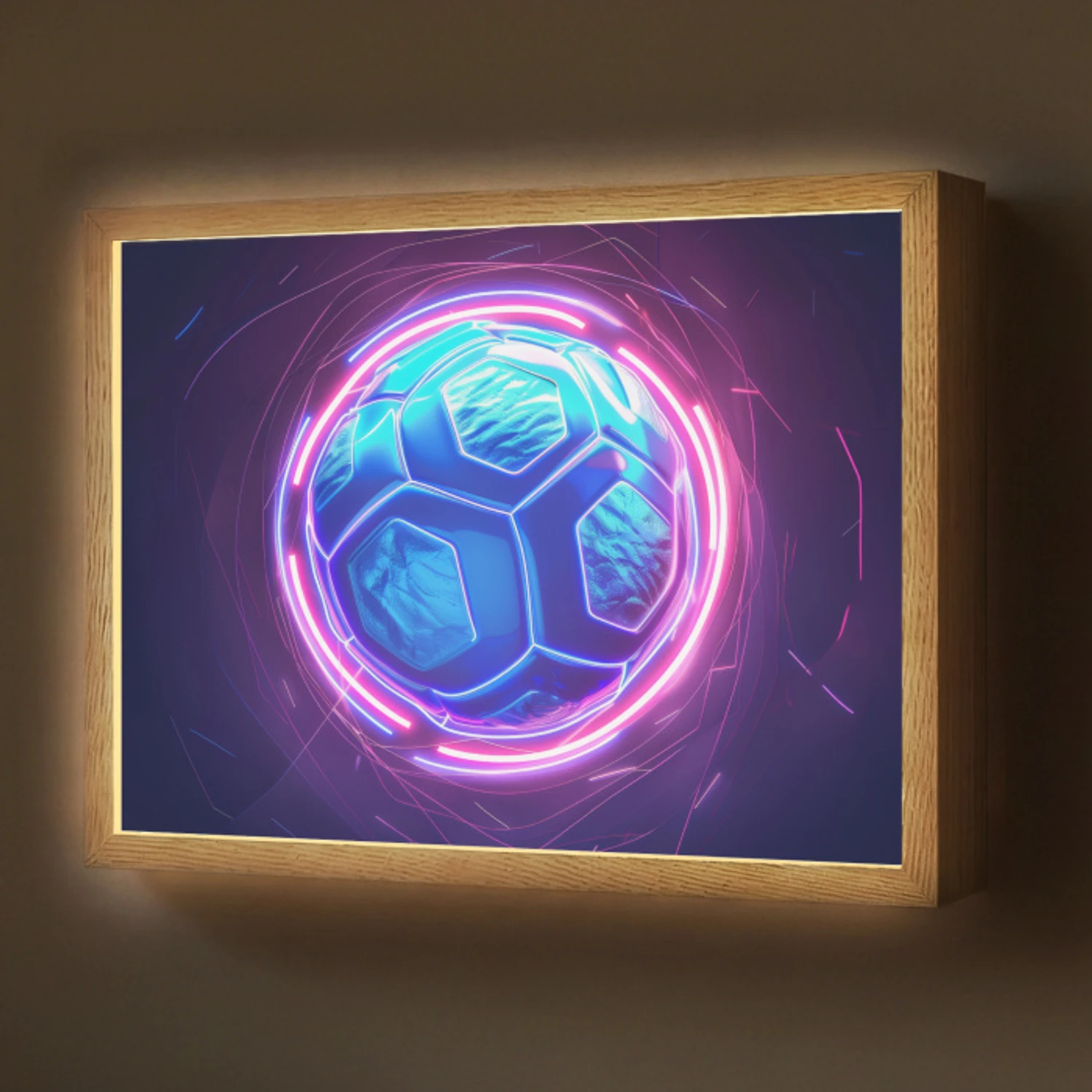 Voetbal - Sport - Blauw - Paars Light Box met batterij (Wandlamp) middel -z3d_website