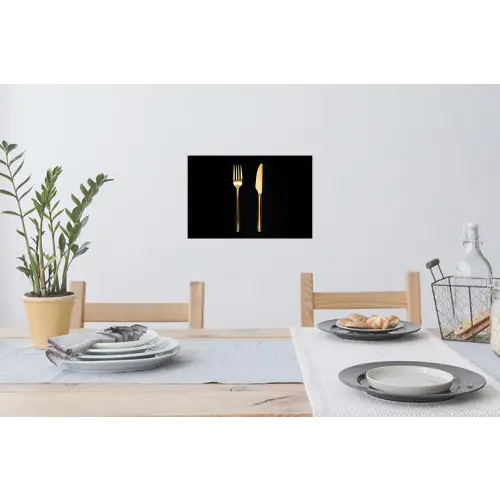 Bestek - Goud - Mes - Vork Muursticker klein -eettafel