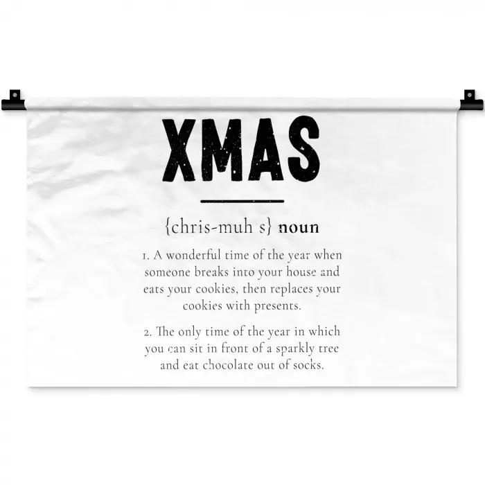 Kerst - Wit - Xmas - Quotes - Feestdagen Wandkleed katoen klein -zz3d
