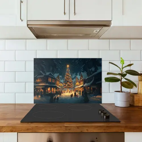 Kerstfeest - Dorp - Donker keuken achterwand spatscherm klein -sfeer2