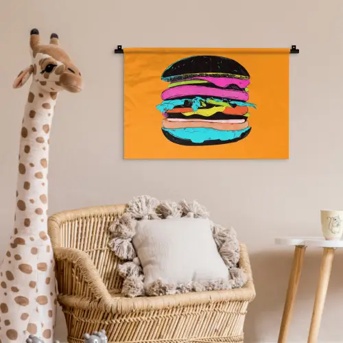 Hamburger - Kleurrijk - Speels Wandkleed katoen klein -wsfeer5_kind
