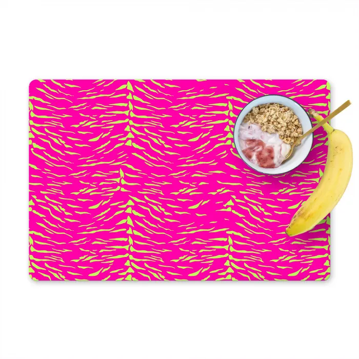 Neon - Groen - Roze - Tijger Placemat vinyl groot 368 -zzzproduct_Kitchenyeah-website