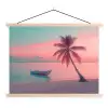 Zee - Boot - Zonsondergang textielposter latten blank klein -3d