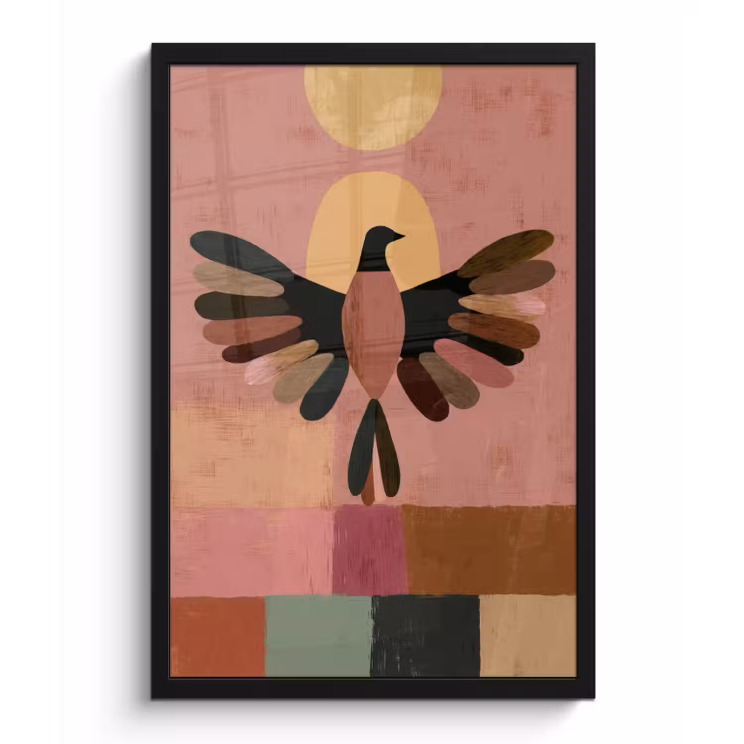 Poster met lijst - Illustratie - Vogel - Vlakken - Kleurrijk