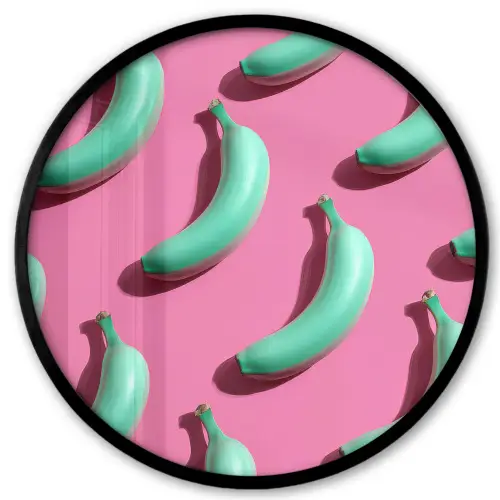 Bananen - Patroon - Blauw - Roze Fotolijst rond zonder passe partout klein -3d