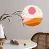 Zon - Heuvels - Abstract - Roze Wandcirkel behangsticker klein -sfeer3