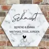 Lichtblauw marmer - Sierlijk Naambord Hexagon klein -sfeer2