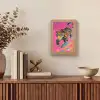 Luipaard - Roze - Oranje - Blauw - Verf Light Box met kabel (Tafellamp) klein -sfeer2