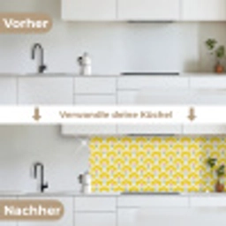 Design - Retro - Seventies - Geel keuken achterwand 2 middel 871 -voor-na_DE