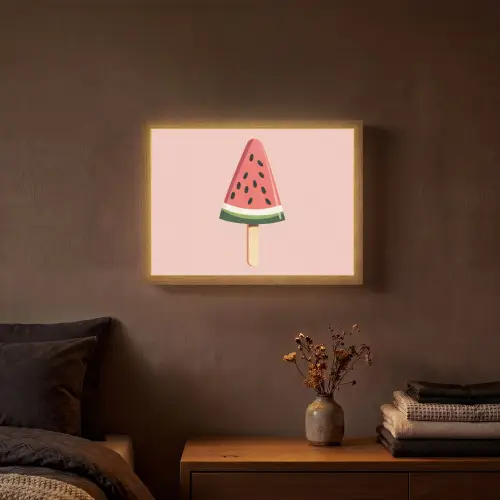 Watermeloen - Ijsje - Pitjes - Rood Light Box met batterij (Wandlamp) middel -sfeer4