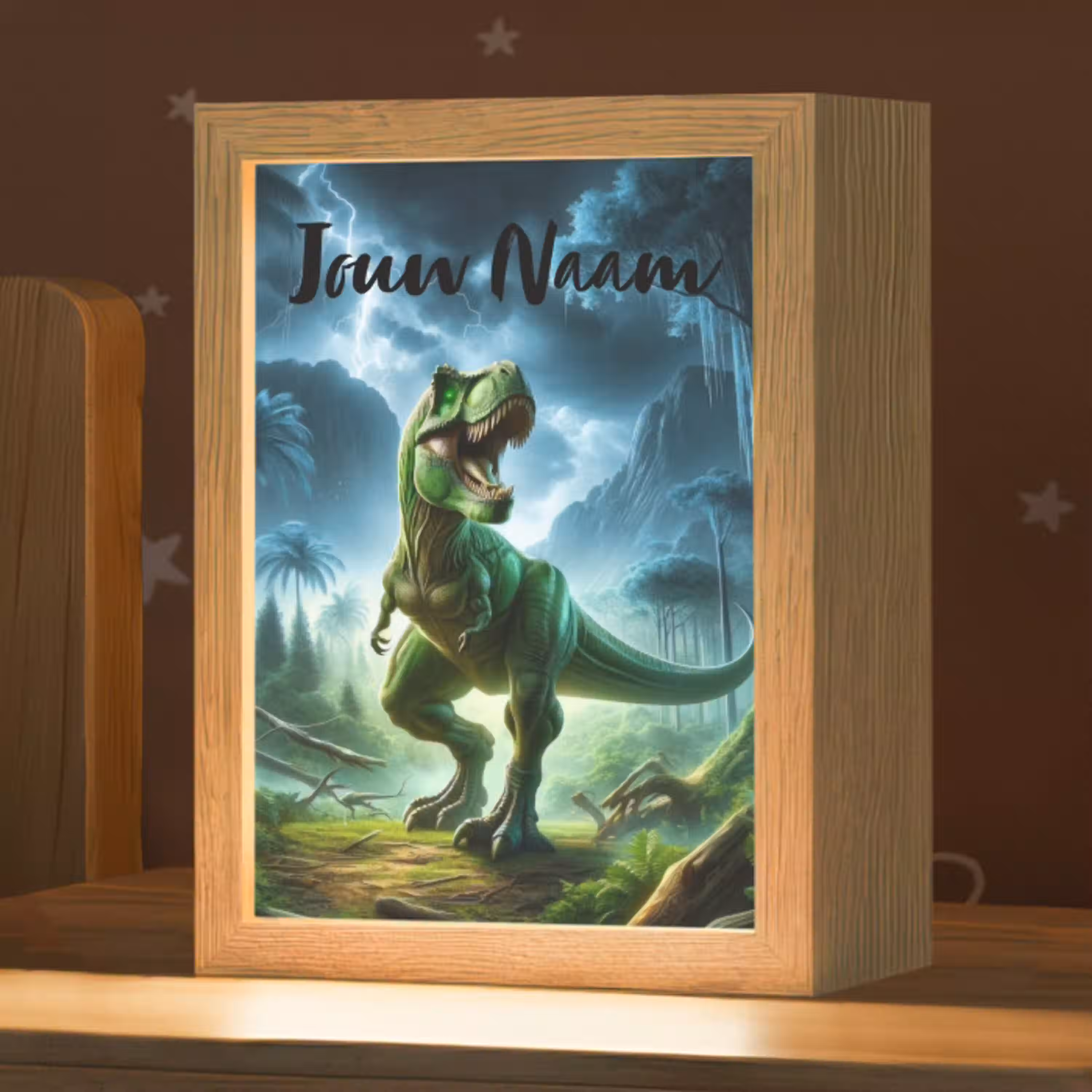 Dino - Jongens - Groen - Blauw - T-Rex Light Box met kabel (Kinderlampje) klein -zzz_3d_website