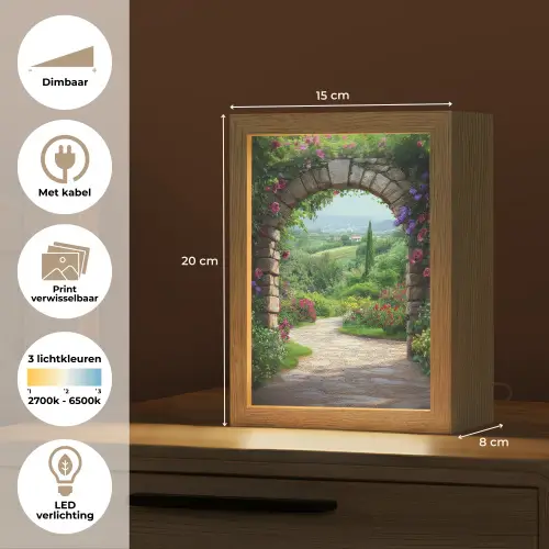 Doorkijk - Landschap - Bloemen - Pad - Uitzicht Light Box met kabel (Wandlamp) klein -USP_websiteoverzichtNL