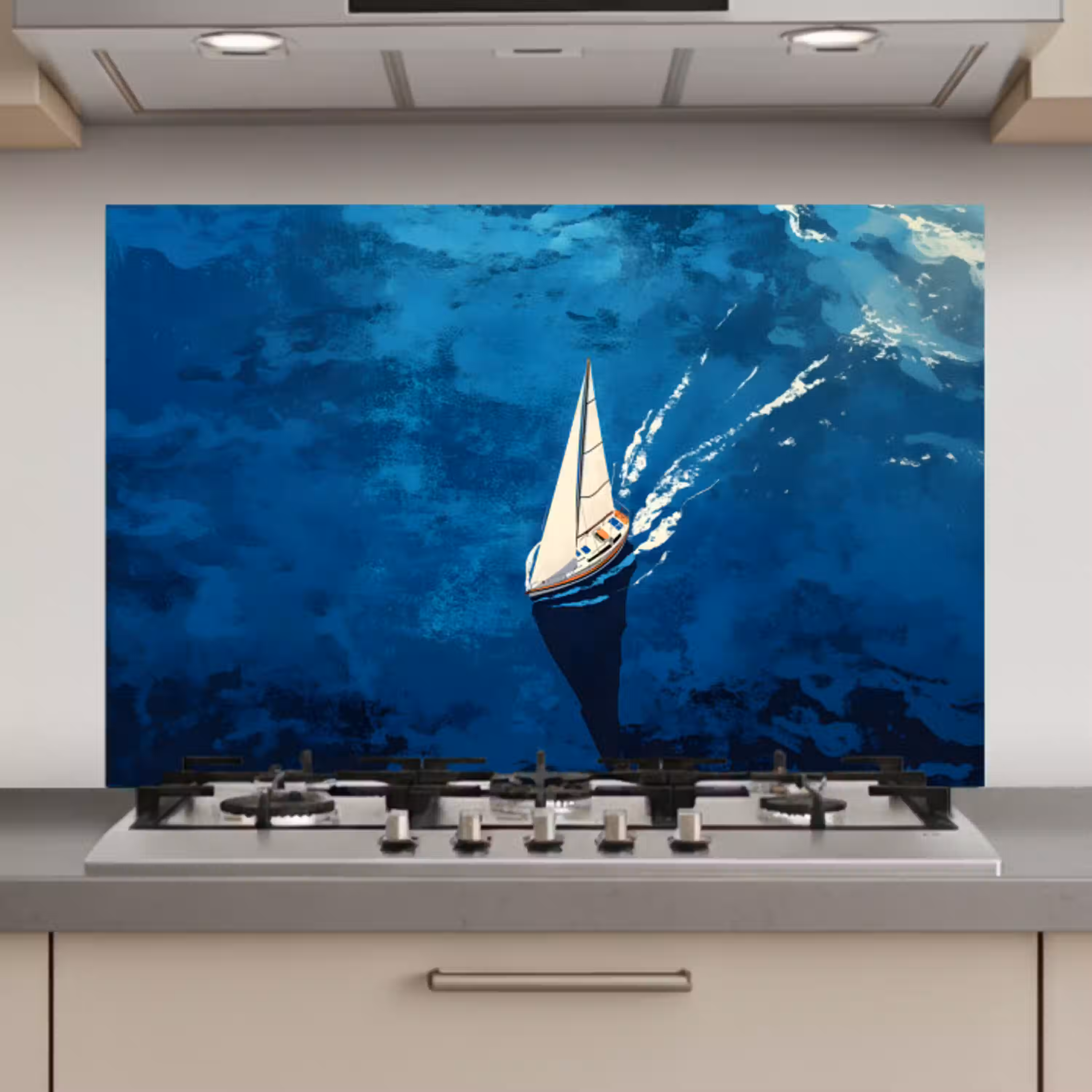 Zeilboot - Water - Abstract - Schaduw keuken achterwand spatscherm klein -3d_website