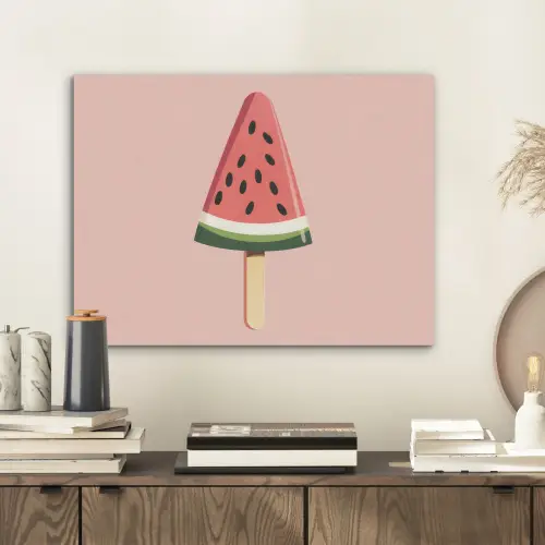 Watermeloen - Ijsje - Pitjes - Rood PET vilt klein -sfeer1