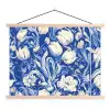 Bloemen - Delfts Blauw - Patroon - Tulp textielposter latten blank klein -3d