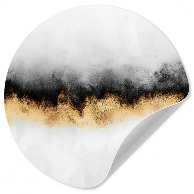 Goud - Chic - Abstract - Zwart - Wit - Luxe Wandcirkel behangsticker klein -3d