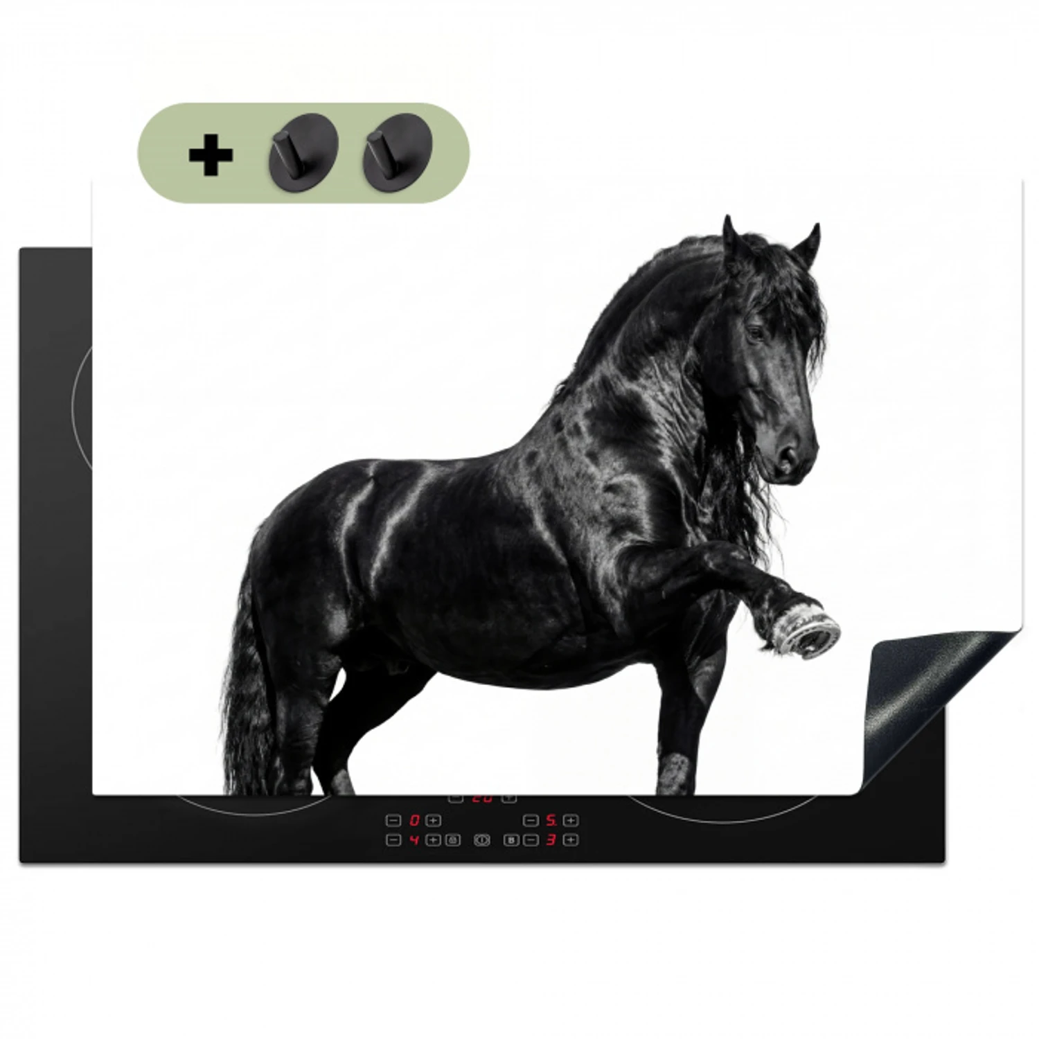 Fries - Hengst - Modern Inductie beschemer met haakjes klein -3d