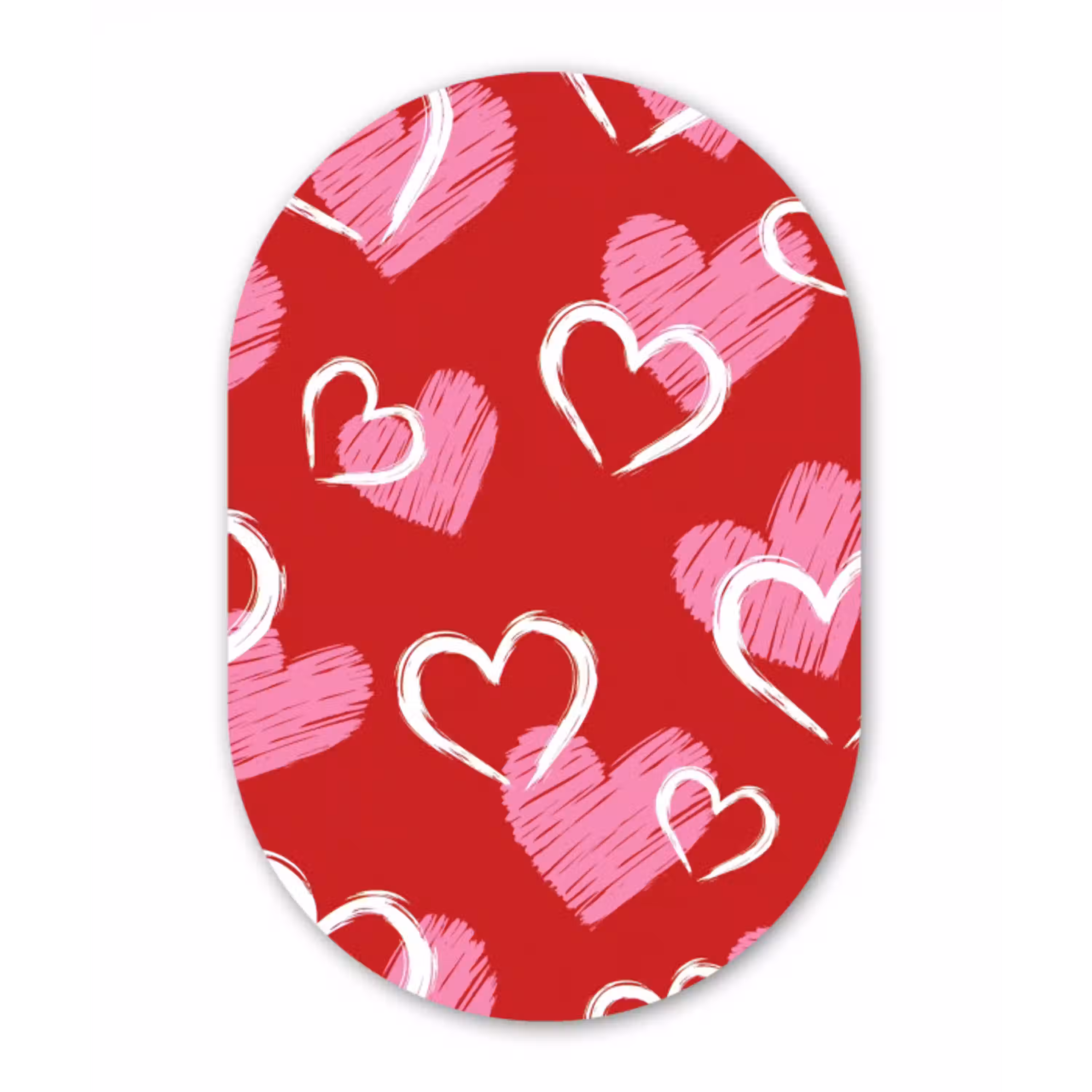 Patroon - Hartjes - Roze - Valentijn Wandcirkel Ovaal Aluminium middel -3d