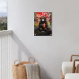 Chimpansee voor graffiti muur tuinposter los doek klein -sfeer8