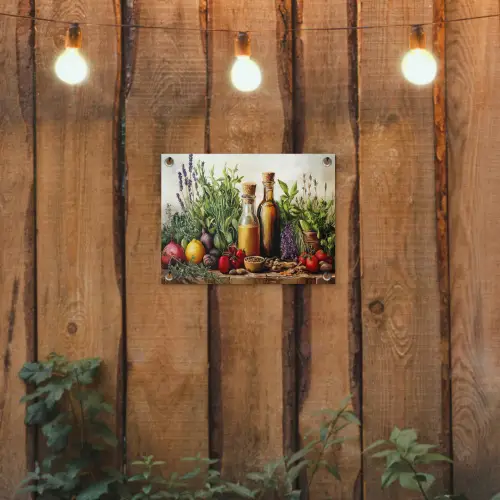 Stilleven - Kruiden - Specerijen - Fruit - Kleurrijk tuinposter los doek klein -sfeer1